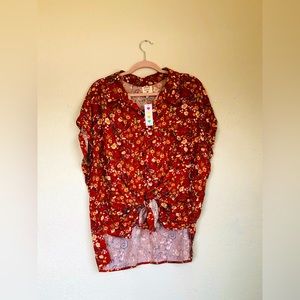 NWT plus size 1X neon soul’s floral colorful rayon blouse top shirt